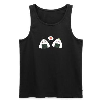 Onigiri Pärchen Liebe - Männer Premium Bio Tank Top - Schwarz - Vorne - AI Model Male 178 light (178cm)