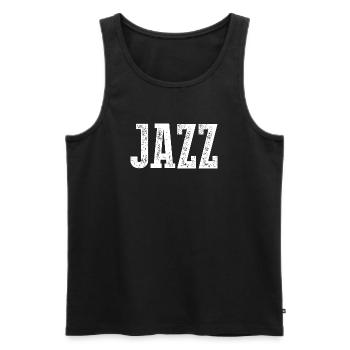 Jazz Distressed Typografie T-Shirt - Männer Premium Bio Tank Top - Schwarz - Vorne - AI Model Male 178 light (178cm)