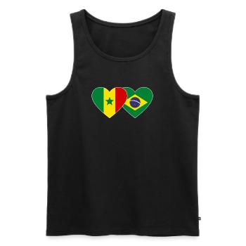 Sénégal Brésil Drapeau Mains Coeur Forme - Débardeur bio Premium Homme - noir - Devant - AI Model Male 178 light (178cm)