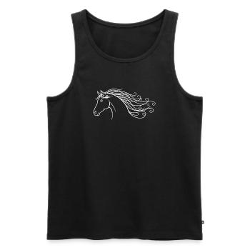 Cheval de cheval de cheval à silhouette minimaliste - Débardeur bio Premium Homme - noir - Devant - Michal (187cm)