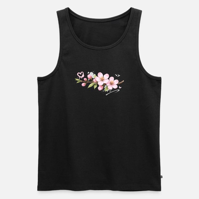 Pfirsichbluten_Graffiti - Männer Premium Bio Tank Top - Schwarz
