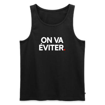 ON VA ÉVITER | Expression humour minimaliste - Débardeur bio Premium Homme - noir - Devant - Michal (187cm)