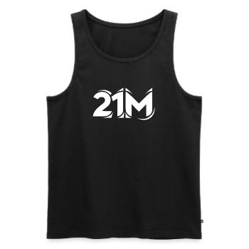 Limite d’approvisionnement de 21M Bitcoin Lettres minimales - Débardeur bio Premium Homme - noir - Devant - Michal (187cm)