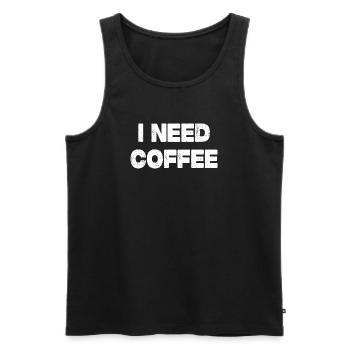 I Need Coffee - Männer Premium Bio Tank Top - Schwarz - Vorne - AI Model Male 178 light (178cm)