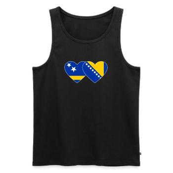 Curaçao_Bosnien_Flagge_Herz - Débardeur bio Premium Homme - noir - Devant - Michal (187cm)