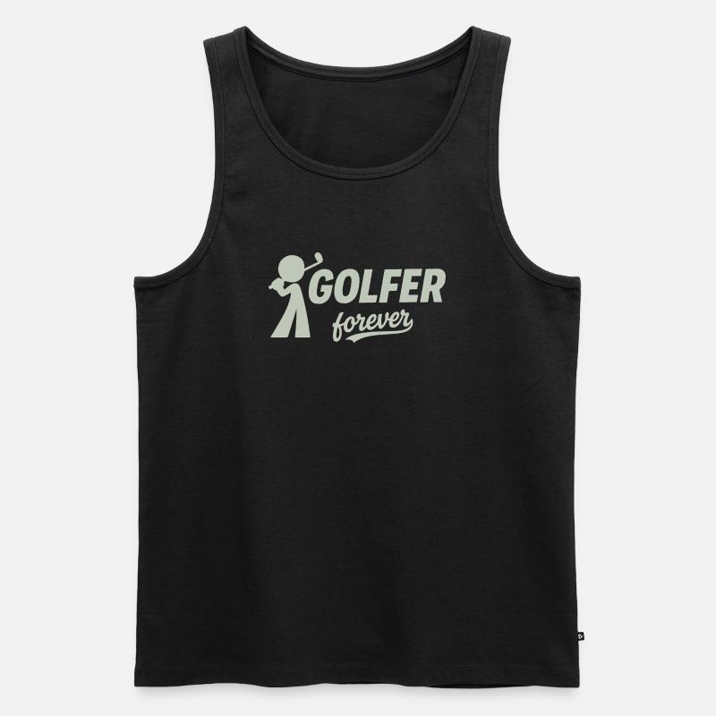 Golfer Forever Silhouette - Männer Premium Bio Tank Top - Schwarz