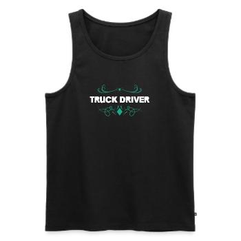 Ornement de chauffeur routier – Décoration vintage - Débardeur bio Premium Homme - noir - Devant - Michal (187cm)