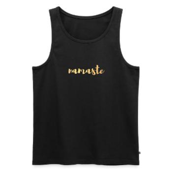 Namaste Yoga Or Méditation Chemise Écriture Manuscrite om - Débardeur bio Premium Homme - noir - Devant - AI Model Male 178 light (178cm)