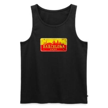 Enseigne vintage Barcelone Espagne - Débardeur bio Premium Homme - noir - Devant - Michal (187cm)