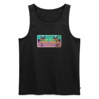 Kap Verde Vintage Palmen Schild - Männer Premium Bio Tank Top - Schwarz - Vorne - AI Model Male 178 light (178cm)
