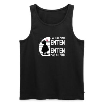 Ente "ich mag Enten" Watschelente Hausente - Männer Premium Bio Tank Top - Schwarz - Vorne - Michal (187cm)