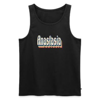 vintage rétro Anastasia t-shirt t-shirt - Débardeur bio Premium Homme - noir - Devant - AI Model Male 178 light (178cm)