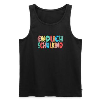 EINSCHULUNG ENDLICH SCHULKIND HERZ - Männer Premium Bio Tank Top - Schwarz - Vorne - Michal (187cm)
