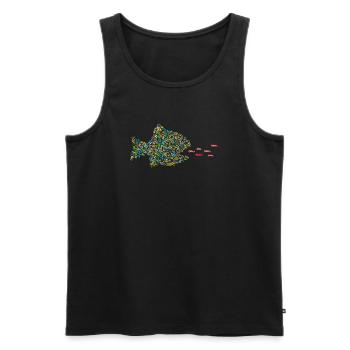 POISSON MANGE-VOITURES - Débardeur bio Premium Homme - noir - Devant - AI Model Male 178 light (178cm)