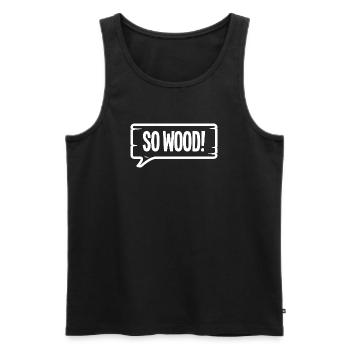 SO WOOD! - Men's Premium Organic Tank Top - black - Front - AI Model Male 178 light (178cm)