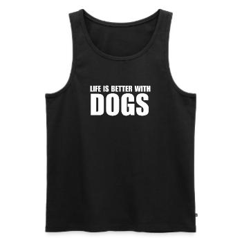 Life Is Better With Dogs Gift Idea - Men's Premium Organic Tank Top - black - Front - AI Model Male 178 light (178cm)
