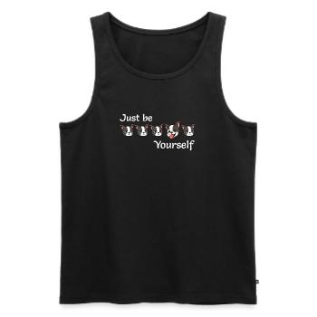 Boston - Soyez simplement - Vous-même - Texte blanc - Débardeur bio Premium Homme - noir - Devant - AI Model Male 178 light (178cm)