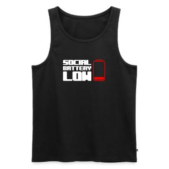 Geek Low Social Batterie - Männer Premium Bio Tank Top - Schwarz - Vorne - AI Model Male 178 light (178cm)