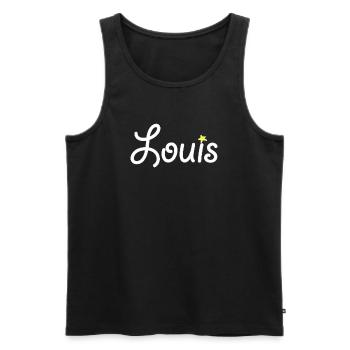 Louis - Men's Premium Organic Tank Top - black - Front - AI Model Male 178 light (178cm)