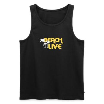 BEACH LIVE - Männer Premium Bio Tank Top - Schwarz - Vorne - Michal (187cm)