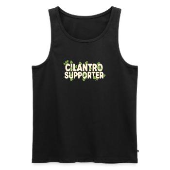 Coriander Fan | Herbal Kitchen Garden Humor - Men's Premium Organic Tank Top - black - Front - AI Model Male 178 light (178cm)