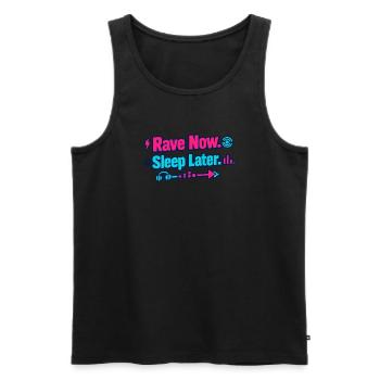 Rave Jetzt, Schlafen Später Neon-Pfeil - Männer Premium Bio Tank Top - Schwarz - Vorne - AI Model Male 178 light (178cm)