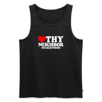 Liebe deinen Nächsten – ohne Ausnahme. Christliche - Männer Premium Bio Tank Top - Schwarz - Vorne - AI Model Male 178 light (178cm)