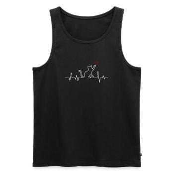 Katze EKG Herzschlag Puls Herz - Männer Premium Bio Tank Top - Schwarz - Vorne - Michal (187cm)