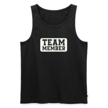 Teammitglied im Varsity-Stil - Männer Premium Bio Tank Top - Schwarz - Vorne - AI Model Male 178 light (178cm)