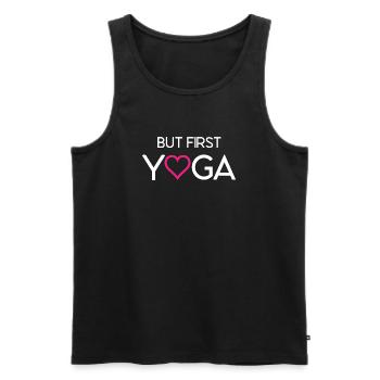 Mais d’abord le yoga - Débardeur bio Premium Homme - noir - Devant - AI Model Male 178 light (178cm)