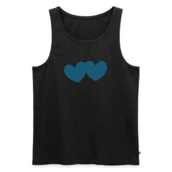 blue heart 2 hearts valentine's day - Men's Premium Organic Tank Top - black - Front - Michal (187cm)