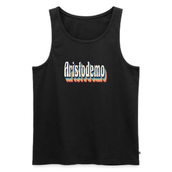 T-shirt rétro vintage Aristodemo - Débardeur bio Premium Homme - noir - Devant - Michal (187cm)