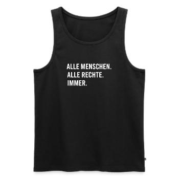 Toutes les personnes. Tous droits réservés. Toujours. - Débardeur bio Premium Homme - noir - Devant - AI Model Male 178 light (178cm)