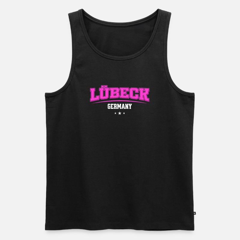 Lübeck Germany Retro Neon Logo Print - Männer Premium Bio Tank Top - Schwarz