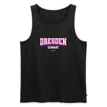 Dresden Retro Emblem Pink - Männer Premium Bio Tank Top - Schwarz - Vorne - AI Model Male 178 light (178cm)