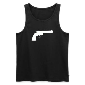 Minimalistische Revolver-Silhouette - Männer Premium Bio Tank Top - Schwarz - Vorne - Michal (187cm)