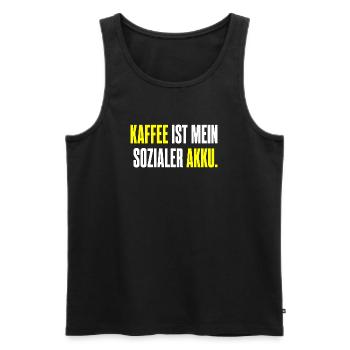 Kaffee ist mein sozialer Akku – Edition 2 - Männer Premium Bio Tank Top - Schwarz - Vorne - Michal (187cm)