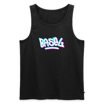 Basel Day Graffiti - Men's Premium Organic Tank Top - black - Front - Michal (187cm)