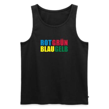 Rot Grün Blau Gelb Wortspiel Spruch - Männer Premium Bio Tank Top - Schwarz - Vorne - Michal (187cm)