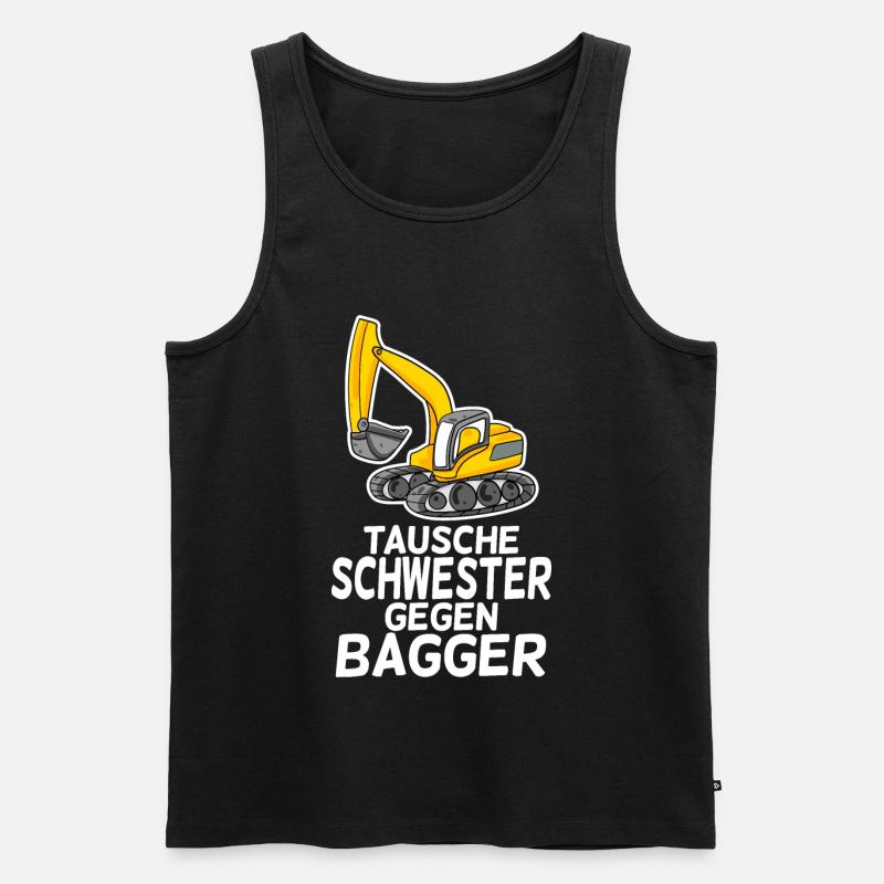 Tausche Schwester gegen Bagger - Männer Premium Bio Tank Top - Schwarz