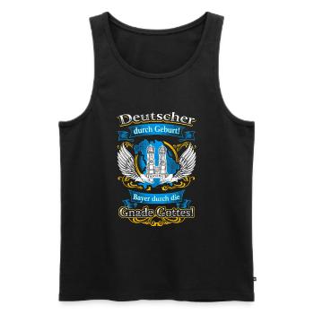 Stolzer Bayer – Deutscher durch Geburt - Männer Premium Bio Tank Top - Schwarz - Vorne - Michal (187cm)