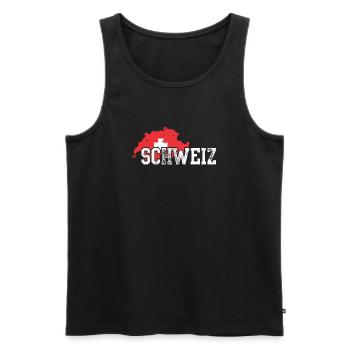 Schweiz Bold Map with White Cross - Men's Premium Organic Tank Top - black - Front - AI Model Male 178 light (178cm)