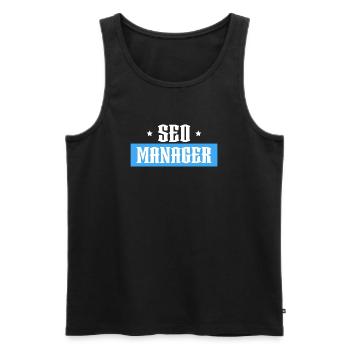 SEO Manager blau tshirt schwarz - Männer Premium Bio Tank Top - Schwarz - Vorne - AI Model Male 178 light (178cm)