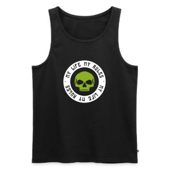 Outlaw Skull - Men's Premium Organic Tank Top - black - Front - Michal (187cm)