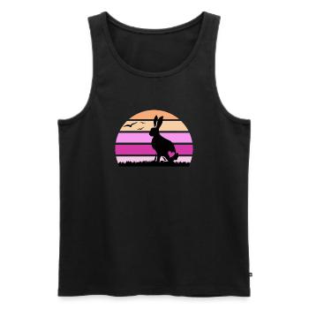 Rabbit "happy knocker hops" rabbit ear - Men's Premium Organic Tank Top - black - Front - AI Model Male 178 light (178cm)
