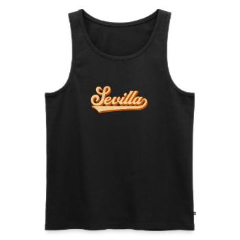 Sevilla Rétro lettrage - Débardeur bio Premium Homme - noir - Devant - AI Model Male 178 light (178cm)