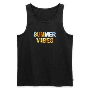Summer Vibes Sunflower - Männer Premium Bio Tank Top - Schwarz - Vorne - Michal (187cm)