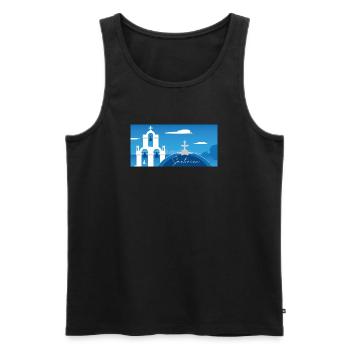 Santorini Panorama von der Kirche aus - Männer Premium Bio Tank Top - Schwarz - Vorne - AI Model Male 178 light (178cm)