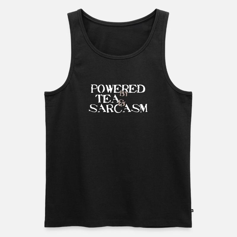 Powered by Tea &amp; Sarcasm - Men's Premium Organic Tank Top - black