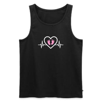 Pregnancy Announcement Heart Pink Footprints Girl - Men's Premium Organic Tank Top - black - Front - AI Model Male 178 light (178cm)